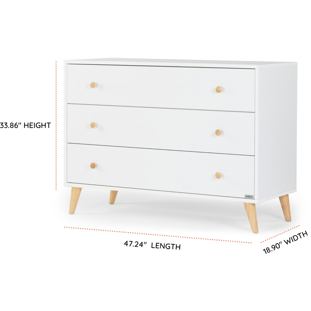 dadada nursery furniture Austin 3-drawer dresser white/natural