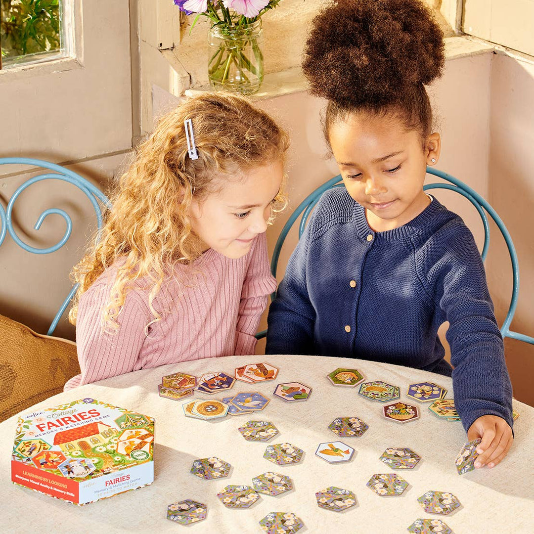 eeBoo Cottage Fairies Memory Matching Game cozy fairy forest cottage artwork gift for kids
