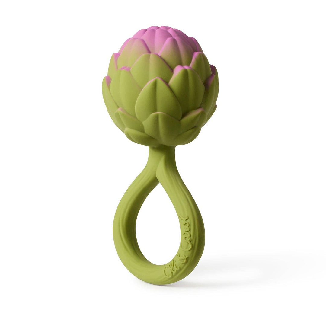 Oli & Carol Artichoke shaped infant teether and rattle toy