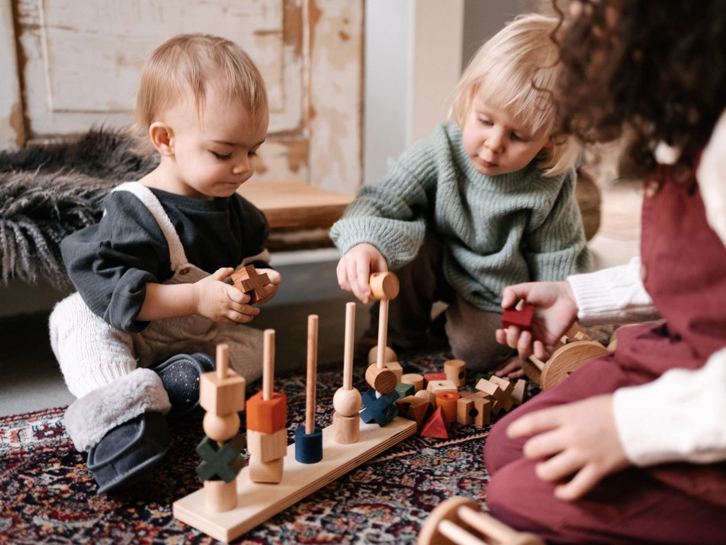 Classic Wooden Story Montessori Stacking Toy Natural edition, sustainable educational toy crafted for open-ended play