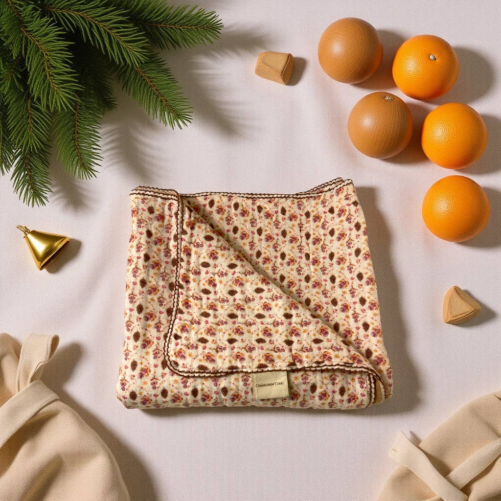 Organic cotton baby swaddle blanket, Cherubin Chic 6 Layers Pines Vintage