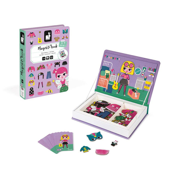 Janod Magneti'book Girl's Costumes magnetic toys book cover with dress up doll