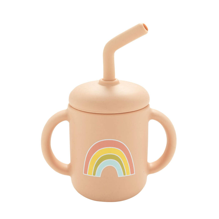 sugar booger dishwasher safe peach straw sippy cup with rainbow 