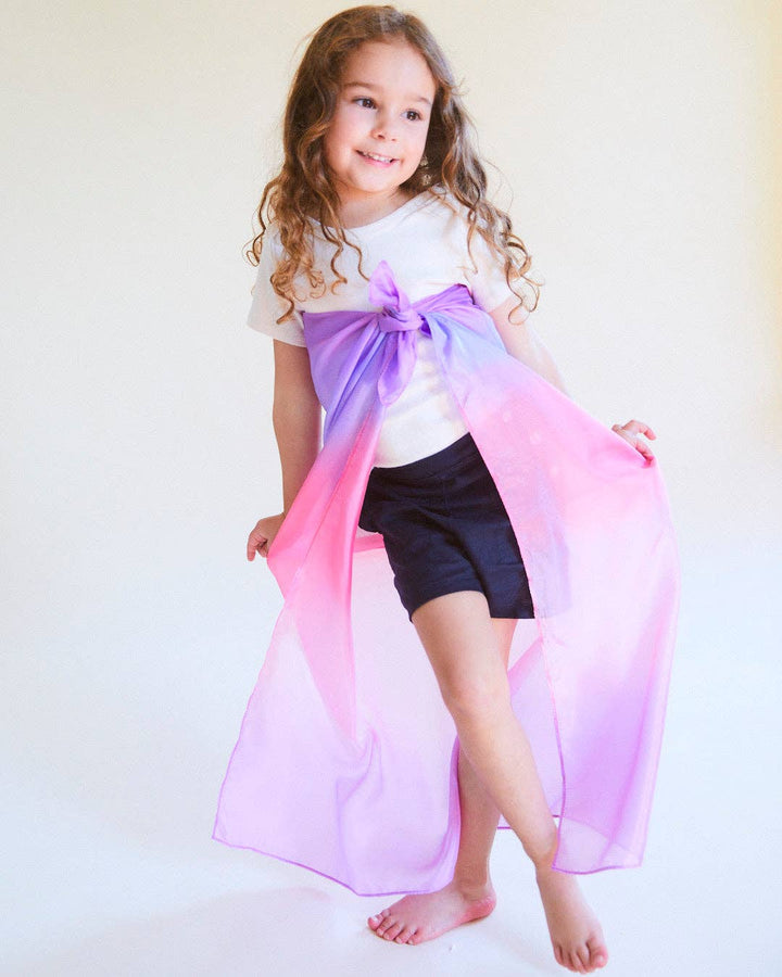 Rainbow playsilk used for imaginative dress up