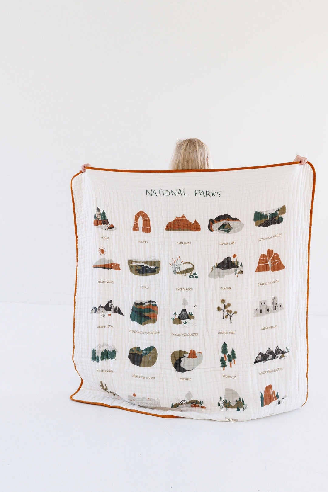 Clementine Kids National Parks II Quilt in soft muslin blankets, perfect for baby snuggles and cozy naps.