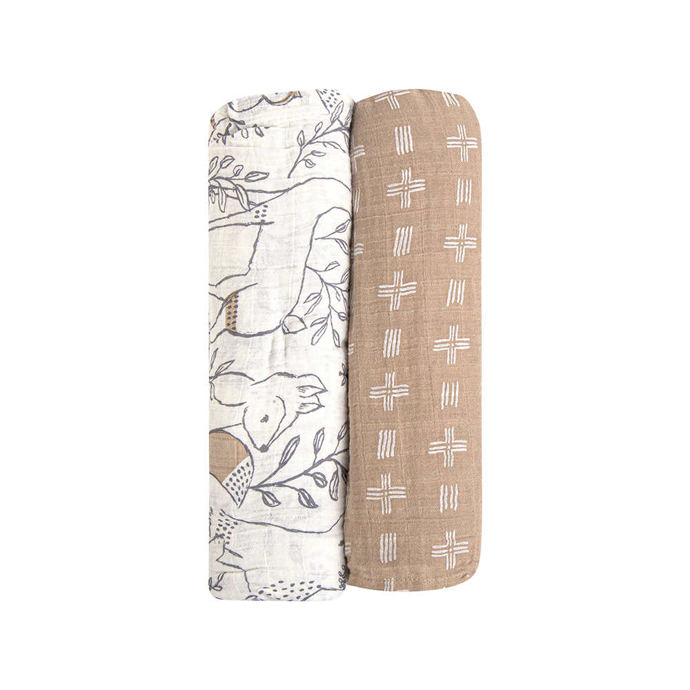 2 piece set of crane baby ezra swaddles 