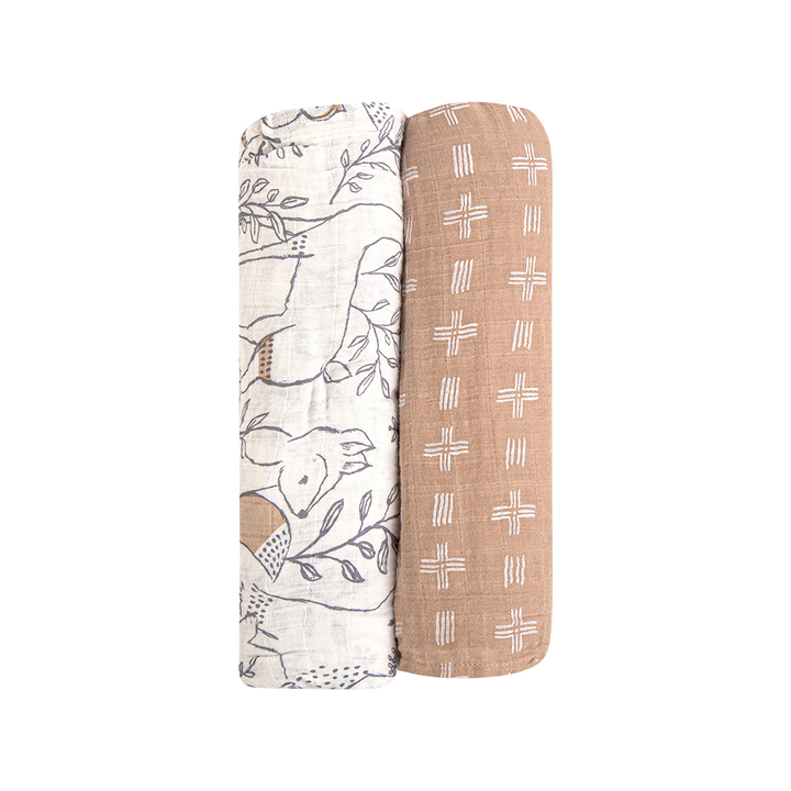 2 piece set of crane baby ezra swaddles 
