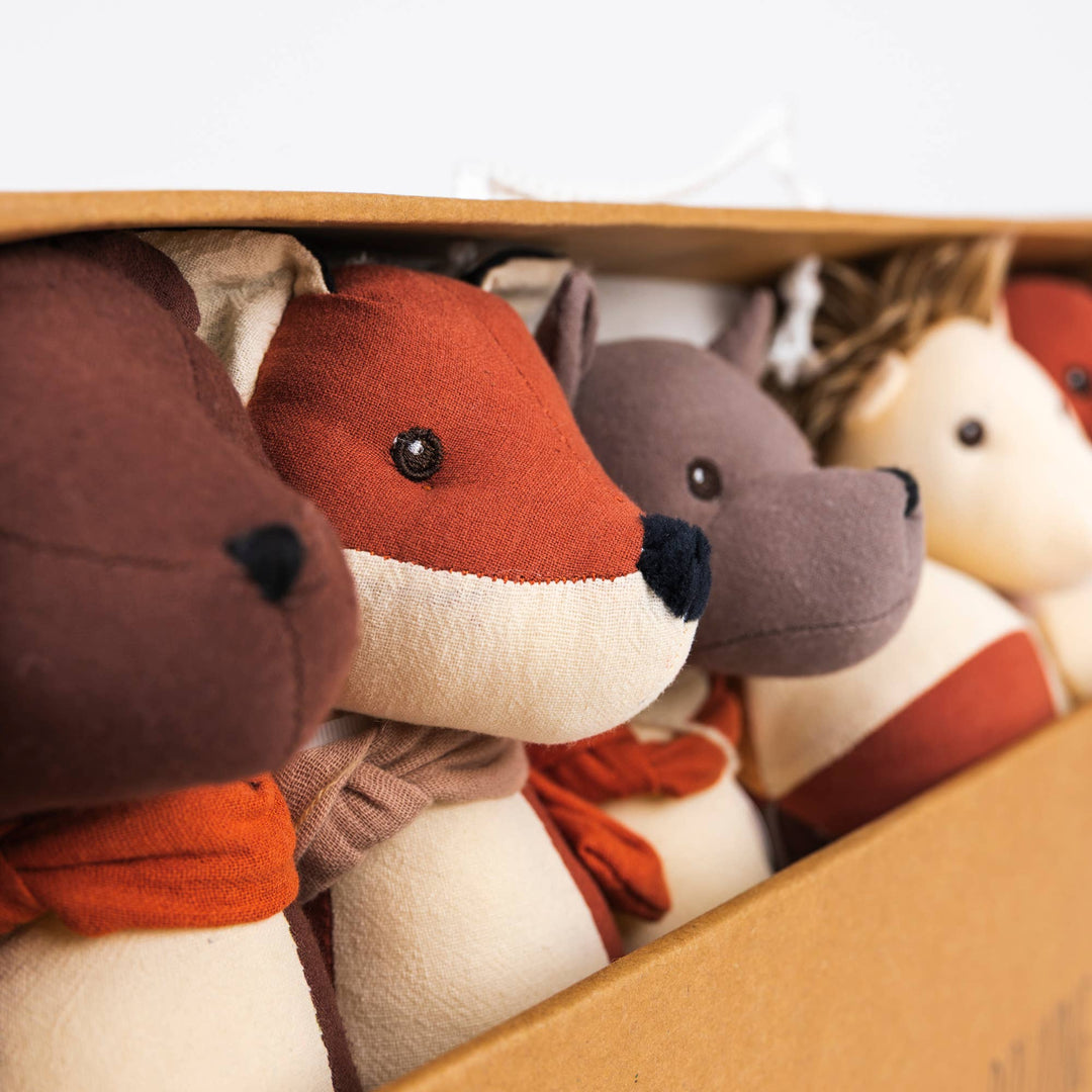 egmont toys assorted lineup of stuffed animals in forest bowling game for kids