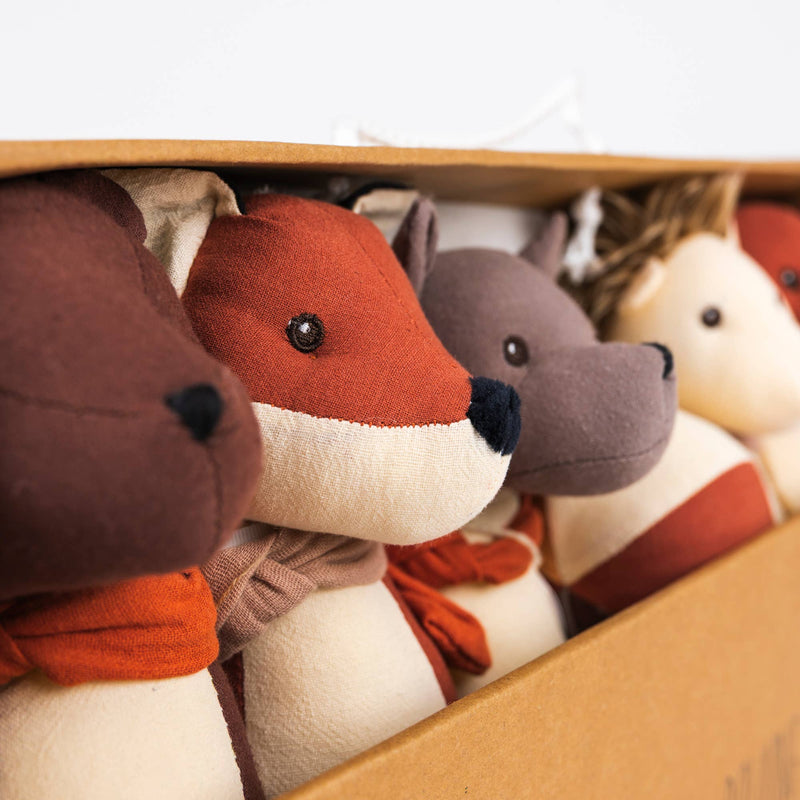 egmont toys assorted lineup of stuffed animals in forest bowling game for kids