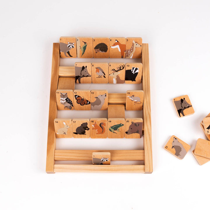 A single Who Am I board sits beside scattered game pieces in this photo from Egmont