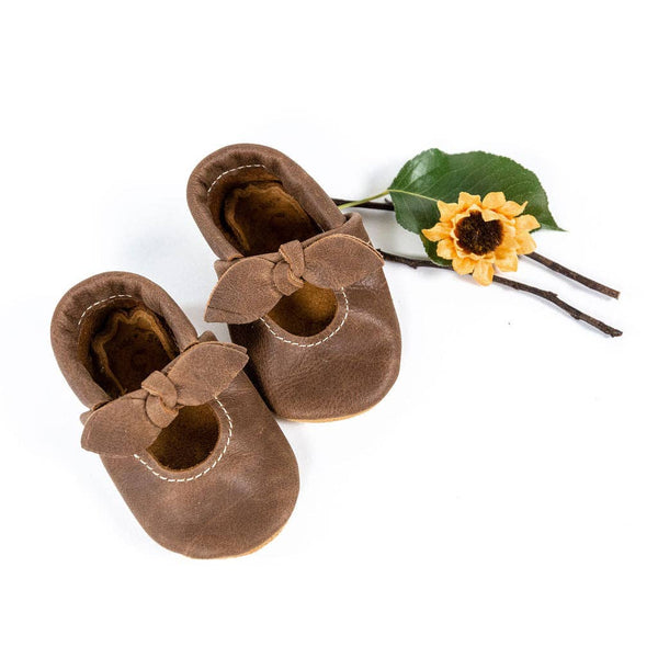 Starry Knight Design Carob Bella Janes Leather Baby Shoes brown baby shoes baby and toddler loafer moccasins 