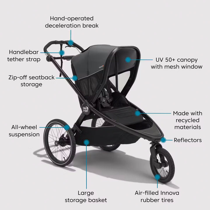 Baby Jogger Summit X3 Double Jogging Stroller with adjustable handlebar for comfort