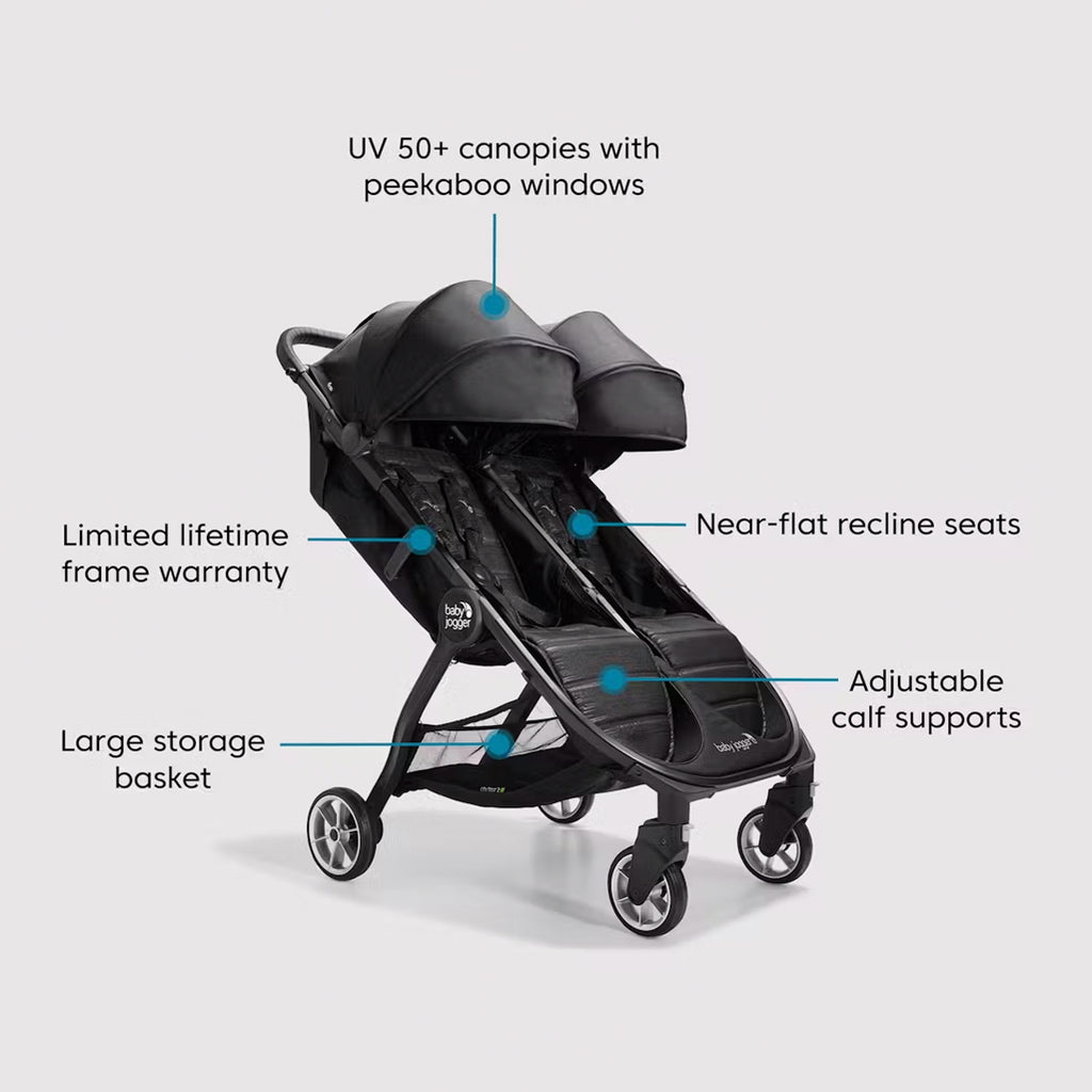 Baby Jogger City Tour 2 Double Stroller, Compact double stroller for travel 