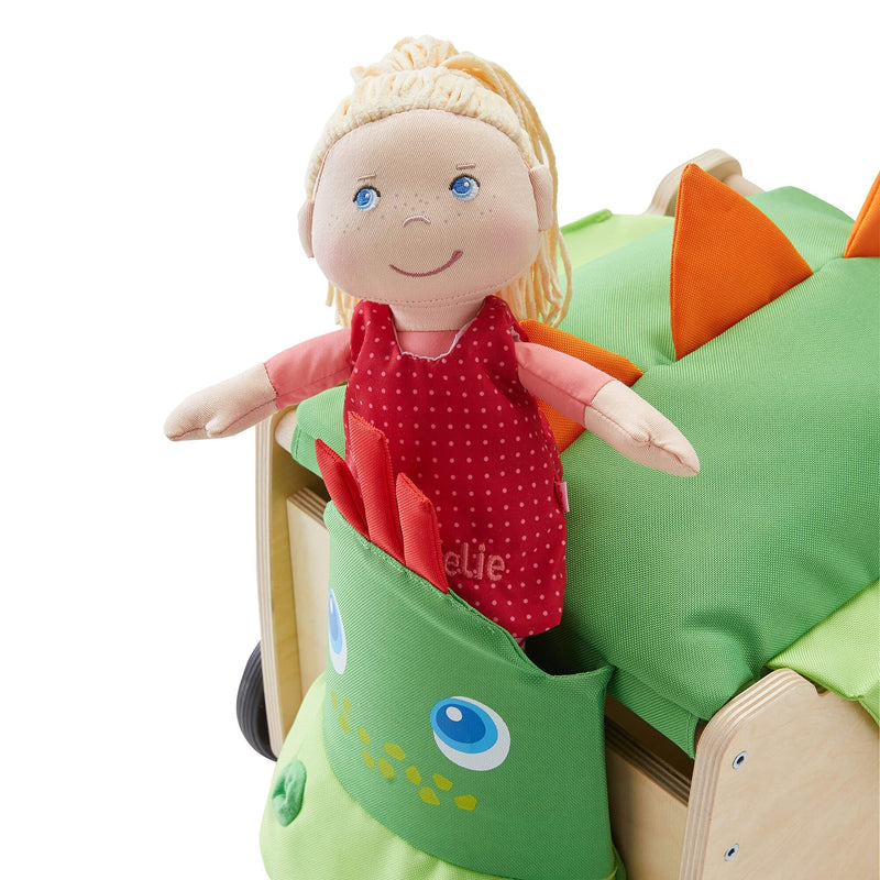 Watch your toddler take their first steps with HABA baby walker dragon box, a fun wooden toy.