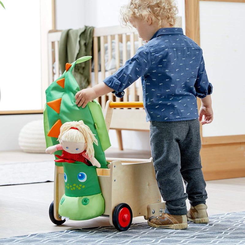 HABA baby walker dragon box, a fun and sturdy wooden walker to support your child.
