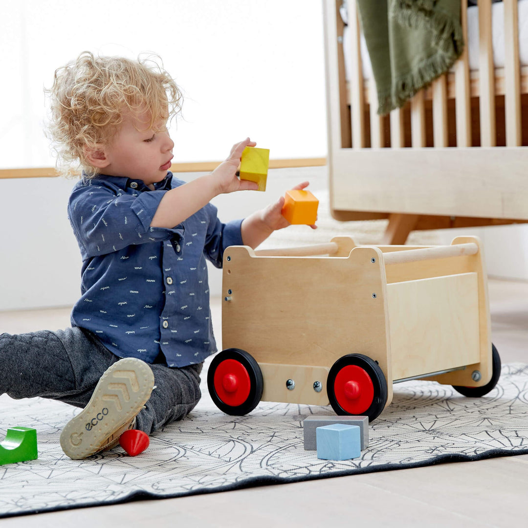 With HABA's baby walker dragon box, your child will gain confidence in walking through play.