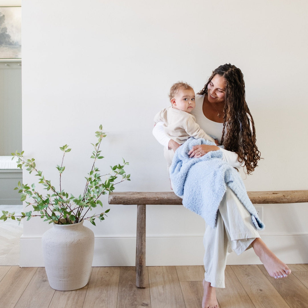 Saranoni Bamboni¨ Receiving Blanket in Light Blue offers a gentle touch, one of the best baby blankets for newborns.
