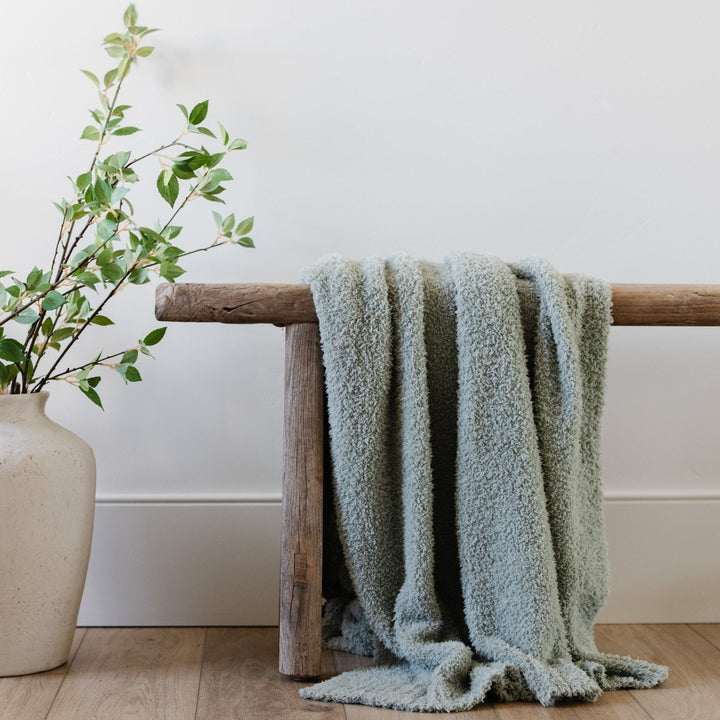 Cozy Sage BAMBONI¨ Toddler Blanket from Saranoni, ideal for daily snuggles as a best toddler blanket.