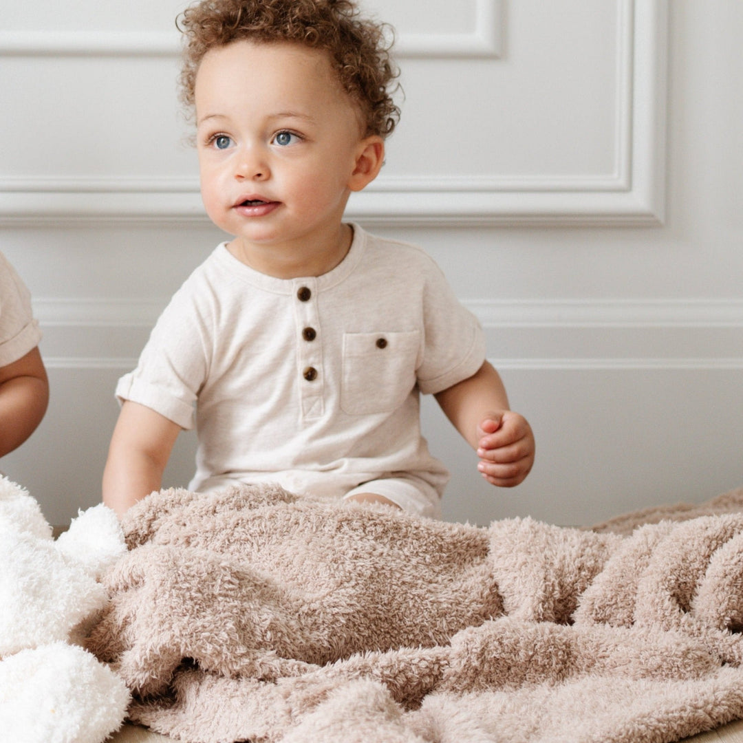 Ultra-soft Birch BAMBONI¨ Toddler Blanket by Saranoni, ideal for everyday toddler blankets.