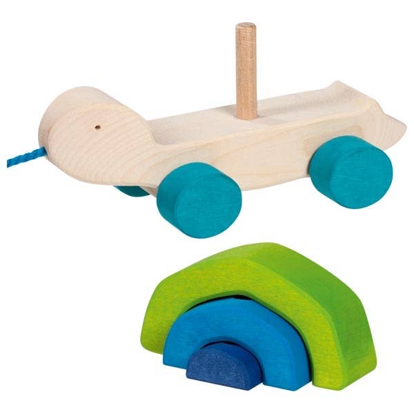 non toxic safe german turtle pull along toy by goki 