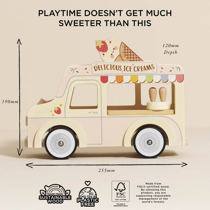 Le Toy Van wooden ice cream van with magnetic removable ice cream topper