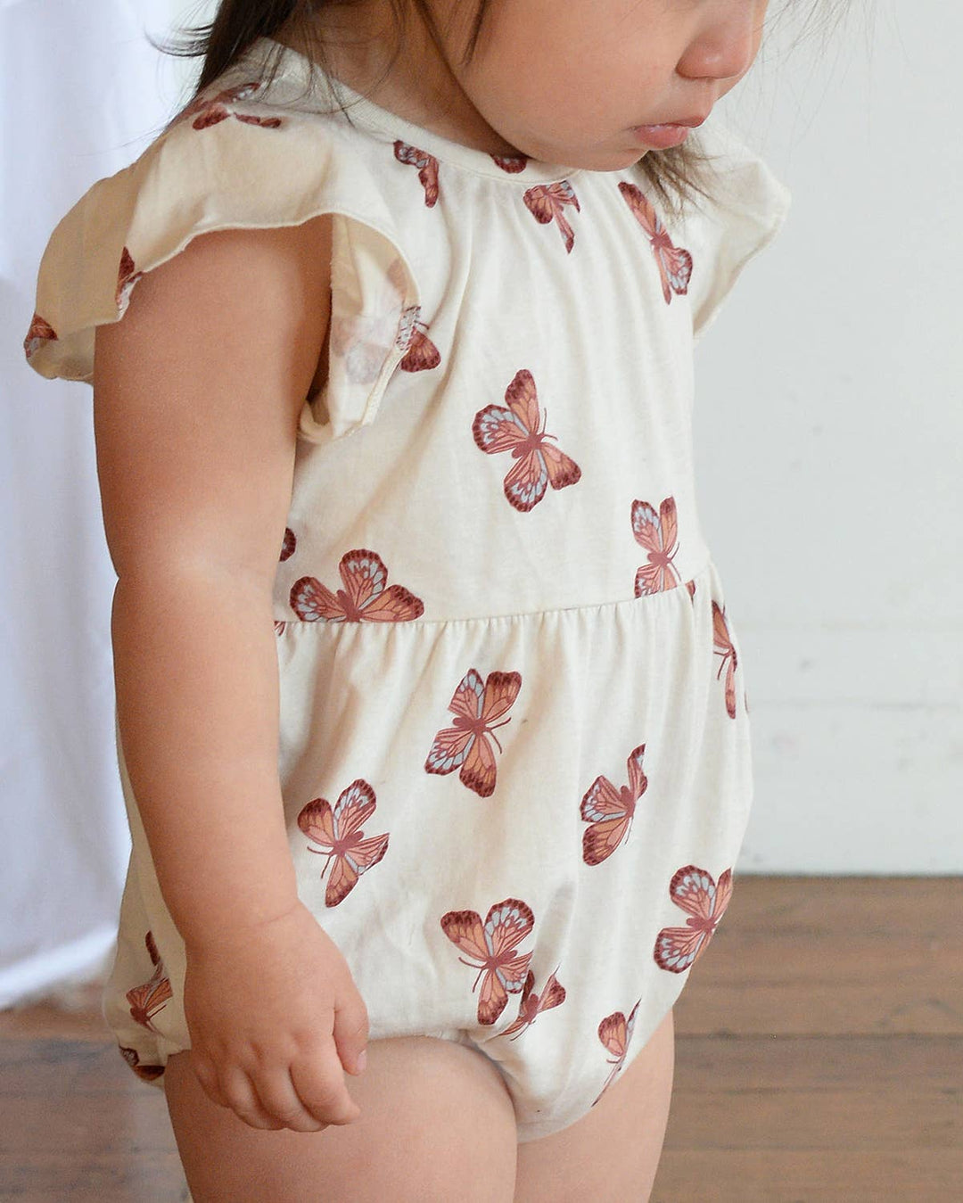 City Mouse Studio Baby Butterflies Flutter Sleeve Romper - soft cotton infant one-piece spring outfit