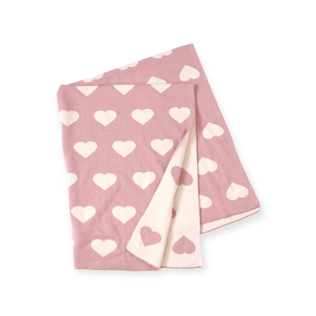 Viverano Organics Hearts Reversible Sweater Knit Baby Blanket, soft baby blankets with cozy knit texture