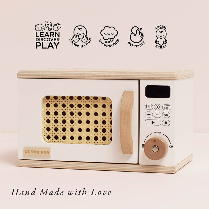 Encourage hands-on learning with the Le Toy Van Wooden Microwave, an educational toy for kids.