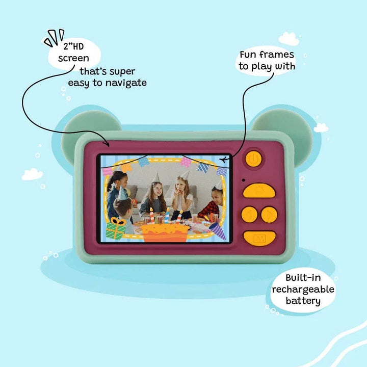 Kids camera with bear design, kiimento Bear Digital Camera with 2 inch HD screen