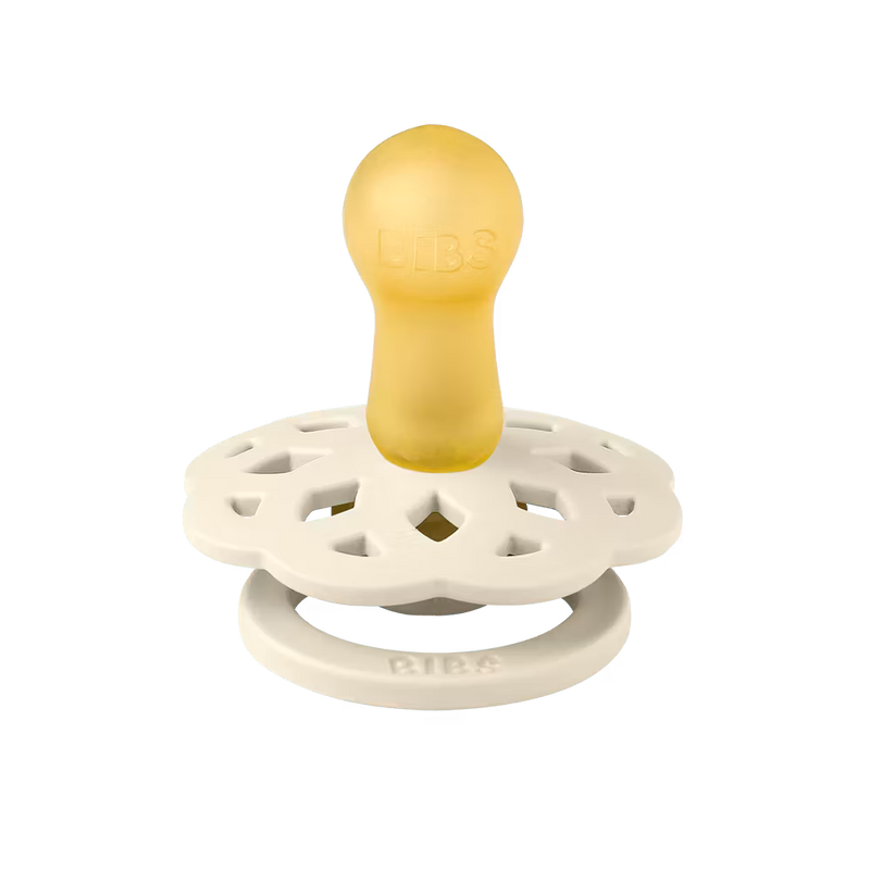 Charming BIBS Boheme Pacifier 2-Pack Ivory/Blossom, lightweight binkies designed for everyday baby use.