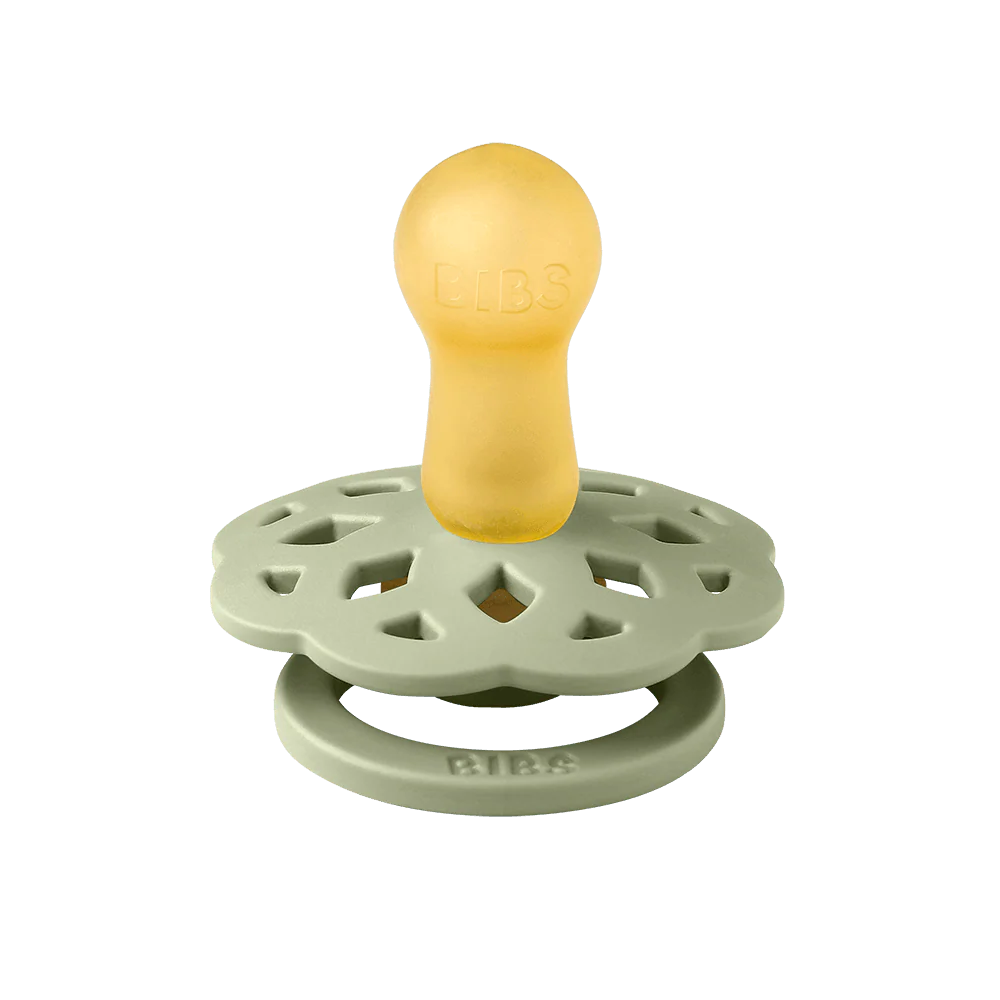 Sage shade BIBS Boheme Pacifiers 2 Pack, everyday pacifier clips companion.