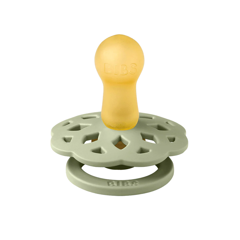 Sage shade BIBS Boheme Pacifiers 2 Pack, everyday pacifier clips companion.