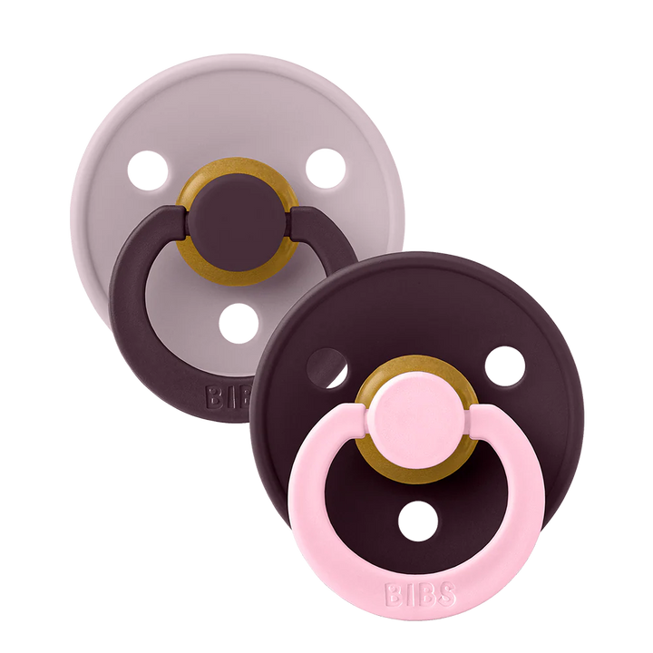 Lilac and Plum tones BIBS Pacifier Colour Collection 2 Pack, stylish newborn pacifiers.