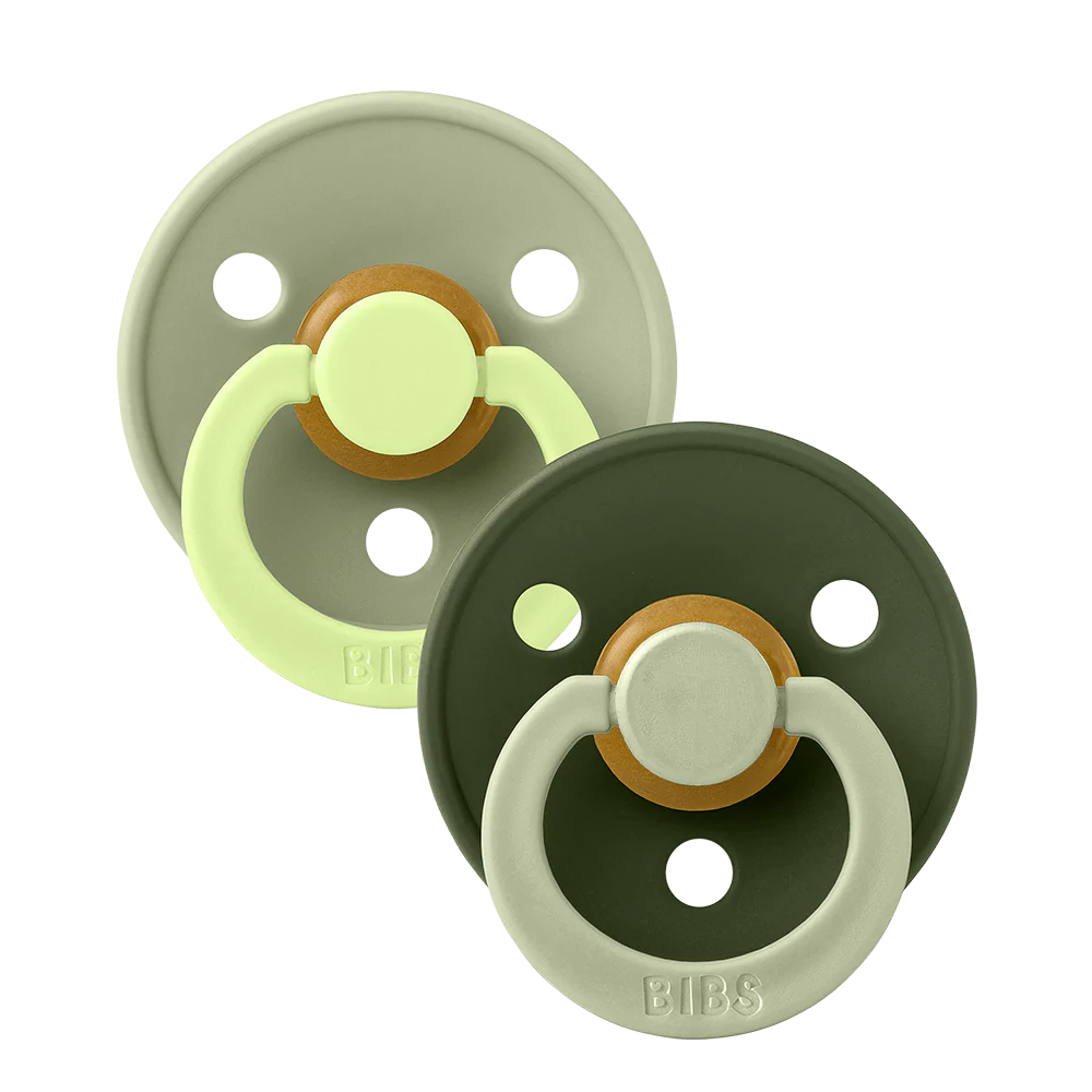 Nature Sage with Hunter Green BIBS Pacifier Colour Collection 2 Pack, newborn pacifier set.