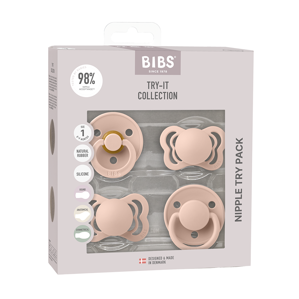 Blush BIBS Try It Collection 4-Pack, soother set with best pacifiers for babies.