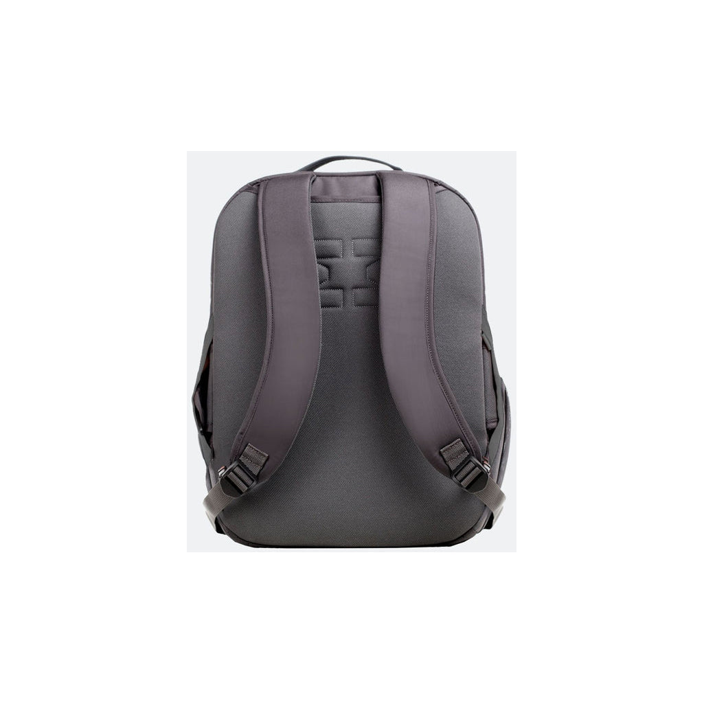 Back view of the backpack in dark grey