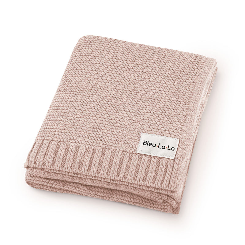 Bleu La La Heritage Knit Swaddle Blanket in blush pink