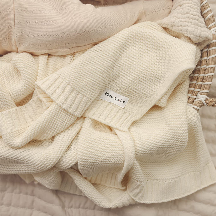 Heritage Knit Swaddle in Butter Cream, designed by Bleu La La