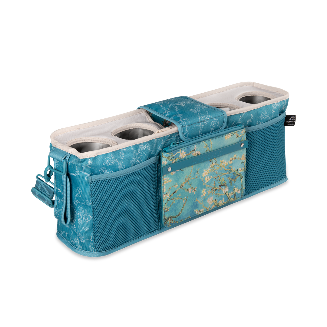 Beautifully designed Wonderfold Parent Console in Van Gogh Almond Blossoms, a perfect stroller accessories upgrade.