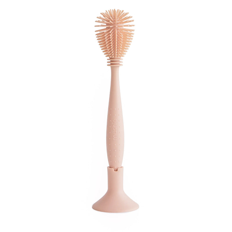 Mushie Bottle Brush Blush Soft blush-colored bottle brush for safe and easy cleaning of baby bottles