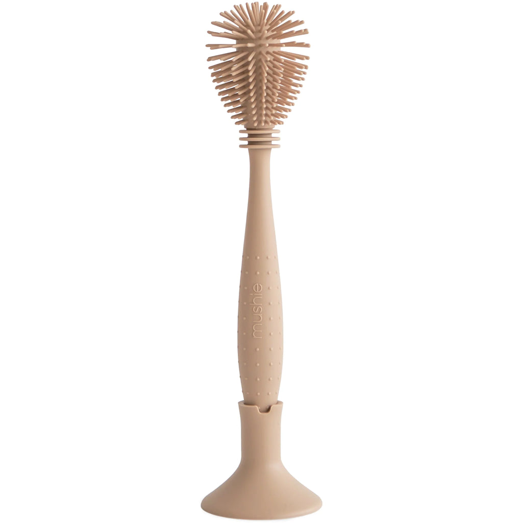 Brush for Baby Bottle Mushie Natural Natural-colored baby bottle brush perfect for keeping bottles clean with a gentle touch