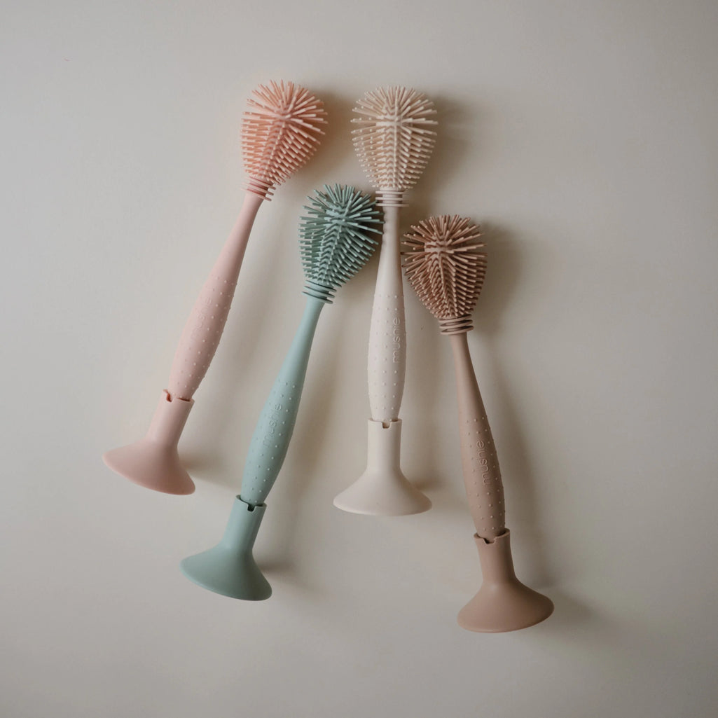 Mushie Bottle Brushes Baby Dishware Collection of Mushie bottle brushes perfect for cleaning baby dishware with care