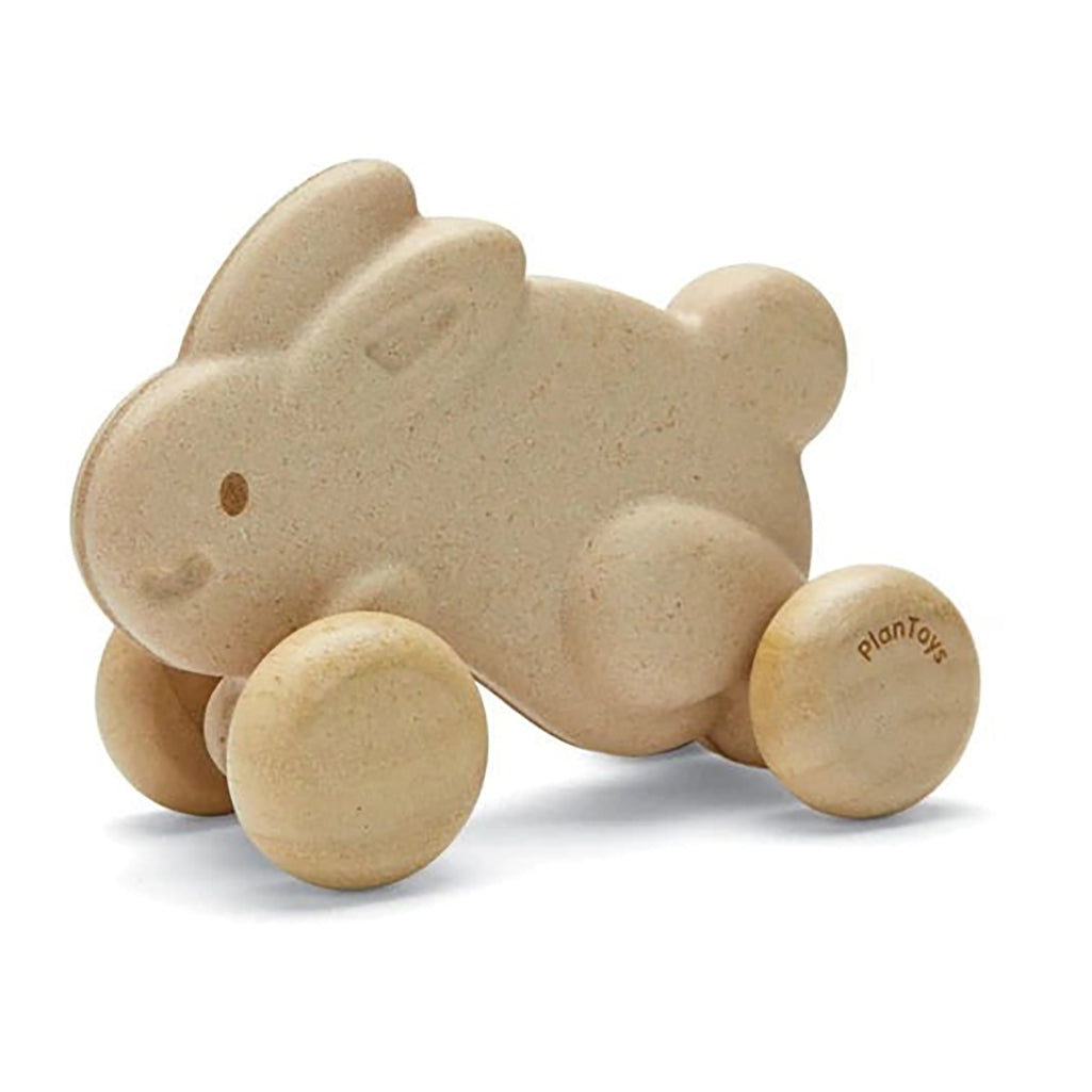 Plantoys Wooden Toys Push Along Bunny White