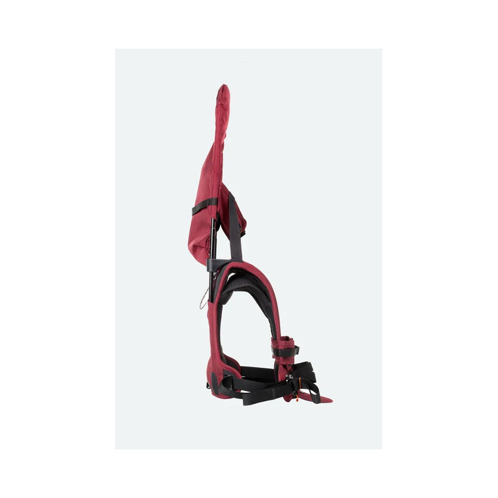 Side view of the burgundy shoulder carrier