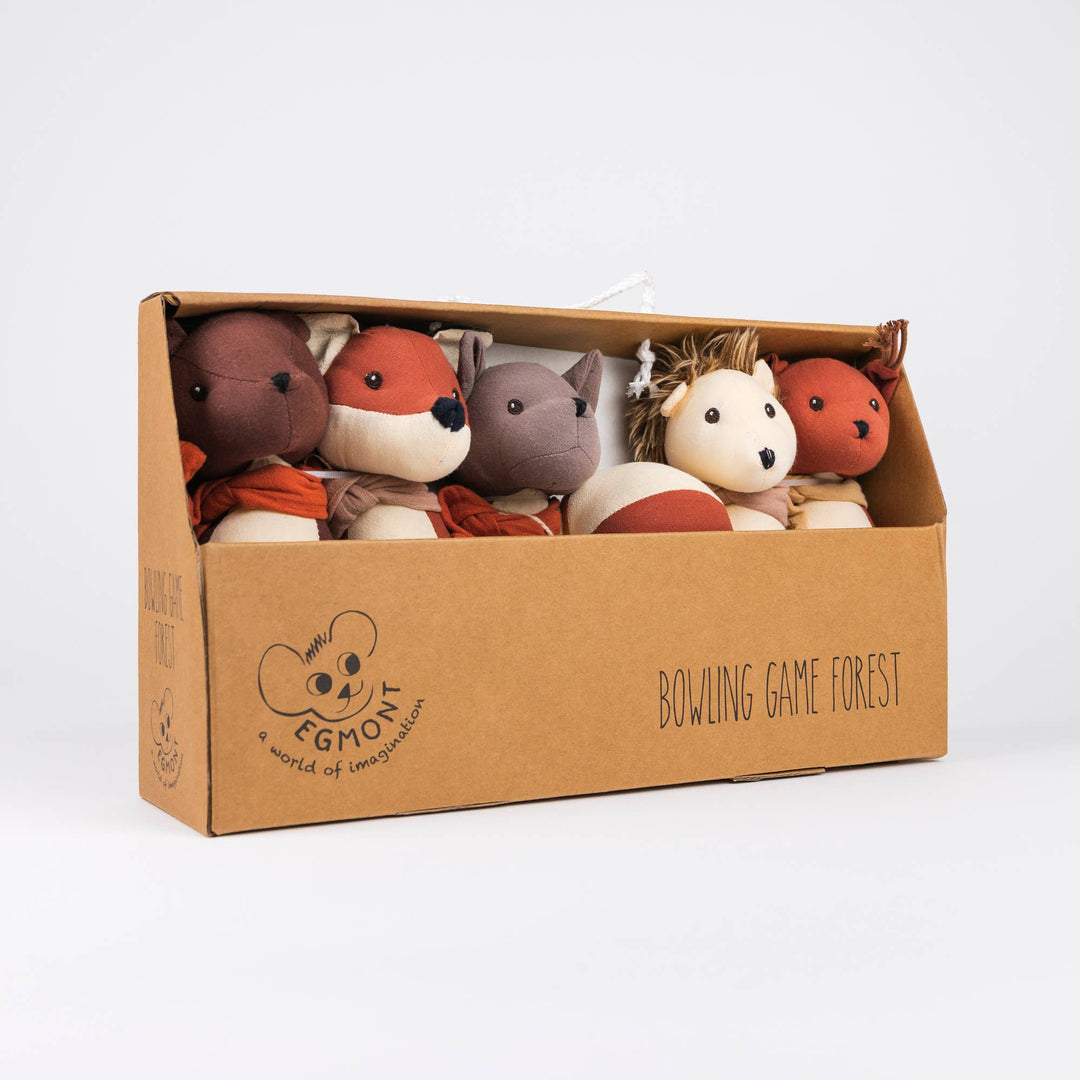 photo showcasing packaging and items in egmont toys forest bowling game