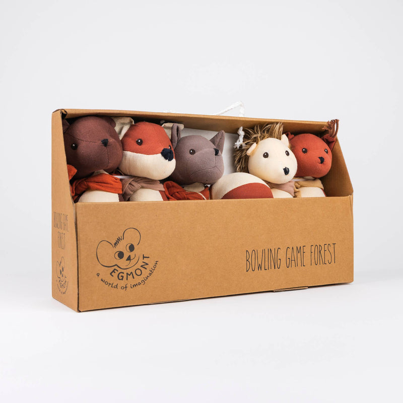 photo showcasing packaging and items in egmont toys forest bowling game