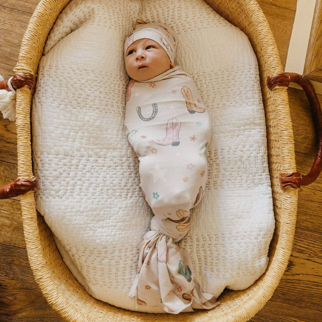 Copper Pearl Cheyenne Knit Swaddle Blanket — soft newborn receiving blanket for baby