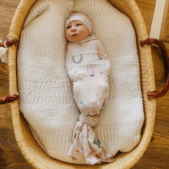 Copper Pearl Cheyenne Knit Swaddle Blanket — soft newborn receiving blanket for baby