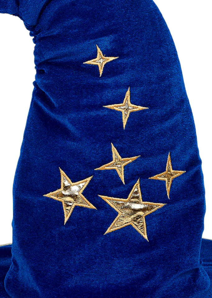 Close up of the Blue fabric with Gold Star on theSouza Wilfred Magician Hat