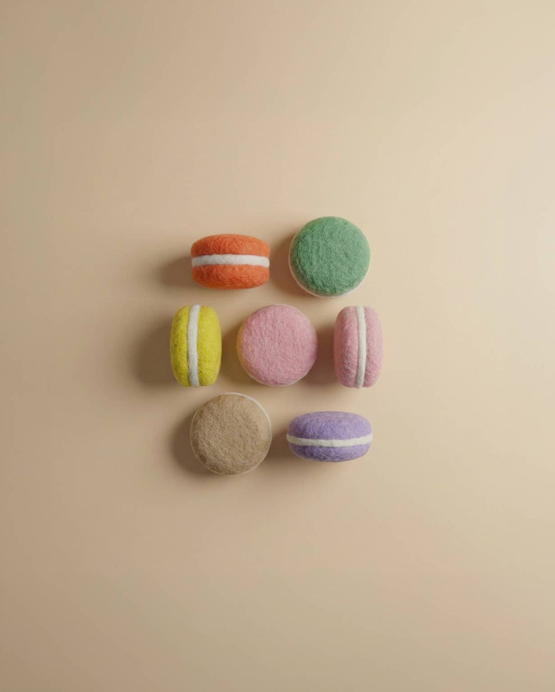 Kaddu Felt Macarons set of 6 pretend play food, handmade wool bakery toy
